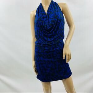 Aviva Stanoff Blue and Black Backless Dress
